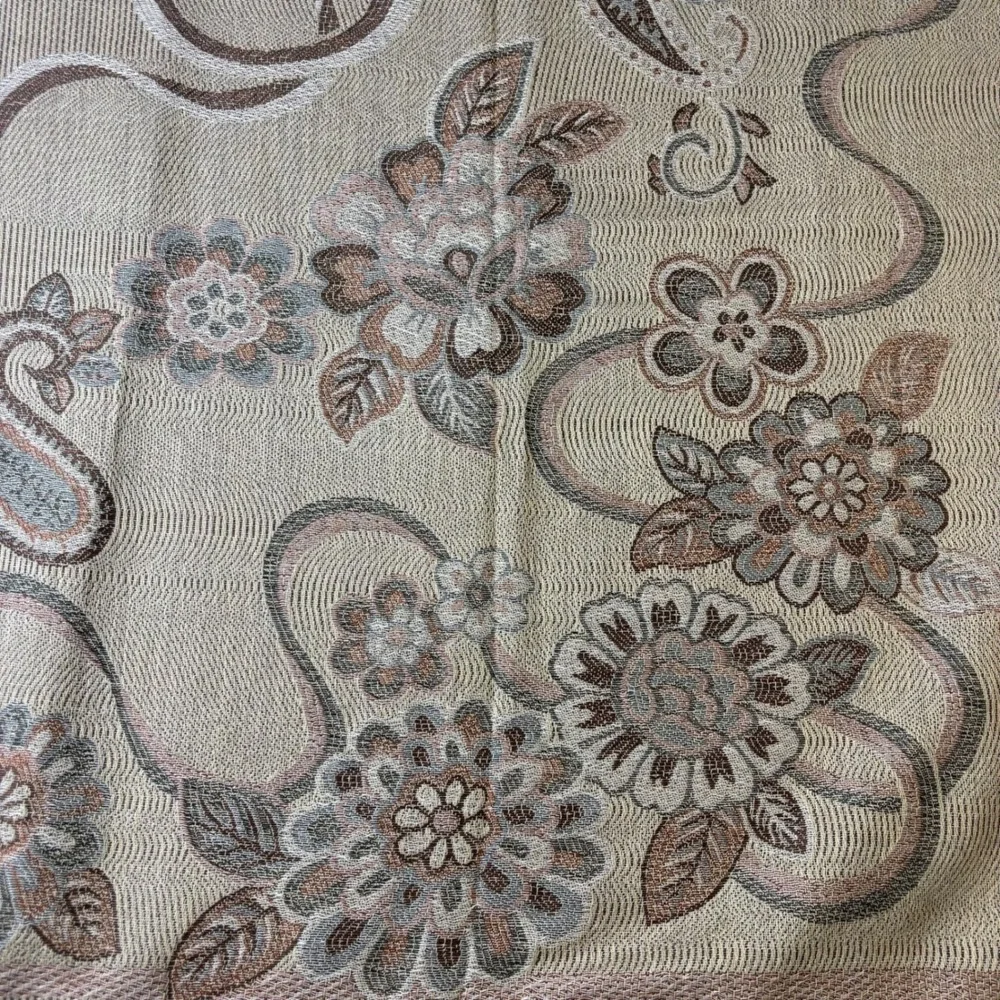Tan Floral Paisley Jacquard Pashmina Wrap Scarf‎ Fringe Bohemian Shawl 70x26